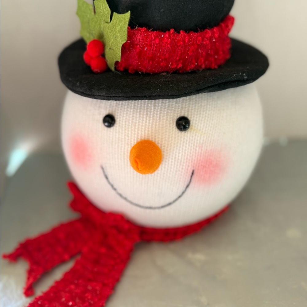 Festive Snowman with Black Hat and Red Scarf Tree Topper - Picture 3 of 8
